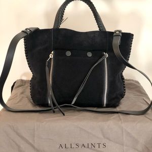 AllSaints Fleur De Lis Eastwest Small Convertible Tote in Navy